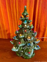 Full view front of ceramic Christmas tree lamp