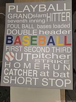 Full view of baseball typography canvas