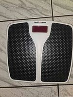 Top view of scale showing textured foot pads and display