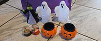 All seven Halloween décor items grouped