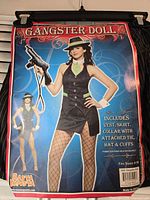 Retail package showing Gangster Doll costume details and brand