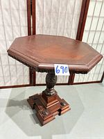 Full view of octagonal pedestal table