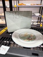 Box marked Studio Nova with dinner plate displayed