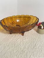 Full view of amber Indiana Glass footed bowl