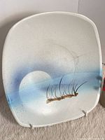 Front view of hand-painted rectangular ceramic platter