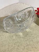 Full view of pinwheel cut crystal oval bowl
