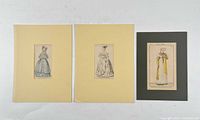 All three matted costume engravings side by side