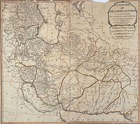 Close view of map showing Persia region and colored outlines