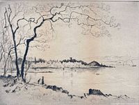 Full view of etching showing entire composition and border