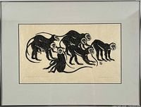 Full view of framed Laurence Donovan woodcut print