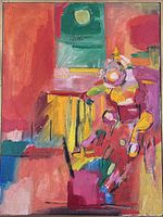 Full view of framed abstract painting