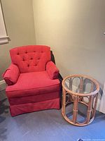 Armchair and rattan table full view