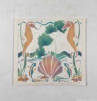 Full view of unframed embossed colour etching on paper