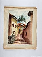 Full view of unframed watercolor with paper border visible