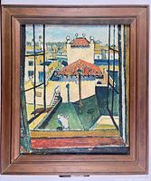 Front view of framed oil painting showing full artwork and frame