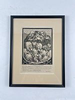 Full view of framed engraving with mat and frame