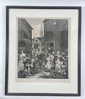 Framed engraving showing entire piece with mat and frame