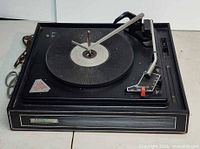 Top view of Electrophonic turntable showing tonearm, platter and controls