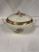 Covered soup tureen front view