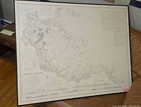 Overall view of framed Boston Harbor chart
