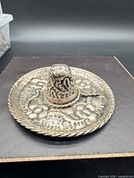 Oblique view of sterling silver sombrero dish