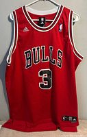 Front view of red Chicago Bulls #3 Ben Wallace Adidas jersey