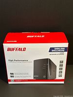 Front view of sealed Buffalo LinkStation Pro Duo retail box