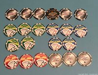 All 22 chips laid out by denomination