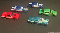 Top view of five miniature cars