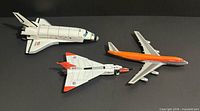 Top view of the three aircraft models laid out