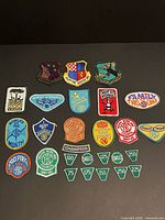All 26 patches laid out showing full assortment