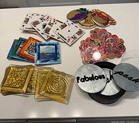 All six coaster sets displayed together on countertop