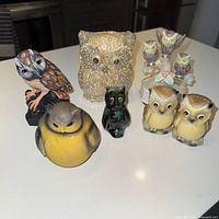 Group shot displaying all owl figurines and shakers