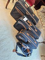 Four Adolfo soft luggage pieces grouped, showing sizes