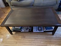 Top view of rectangular coffee table showing full surface