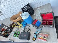 Assorted items spread on table