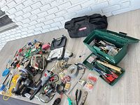 Overview of all tools and bags on table