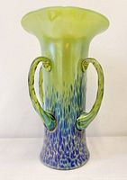Full view of vase front showing color gradient, shape, handles
