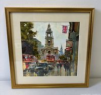 Frontal view of framed art print showing entire item