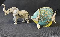 Elephant and angel fish trinket boxes closed, front view