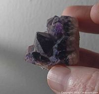 Front view of amethyst cluster showing crystal terminations