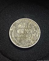 Reverse side showing ONE CENT UNITED STATES OF AMERICA and wheat ears