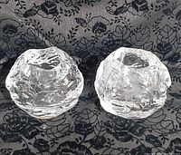 Pair of Kosta Boda Snowball votive candle holders
