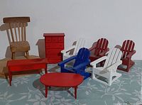 Group shot of all miniature furniture pieces
