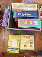Crate containing six identifiable games