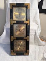 Full view of rectangular three-dial weather station