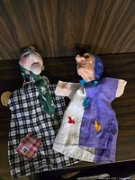 Both Kersa hand puppets on surface