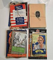 Four tied bundles of assorted vintage cookbooks and pamphlets