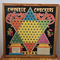 Full view of framed Whitman Chinese Checkers board