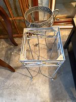 Square and round aluminum plant stands overview